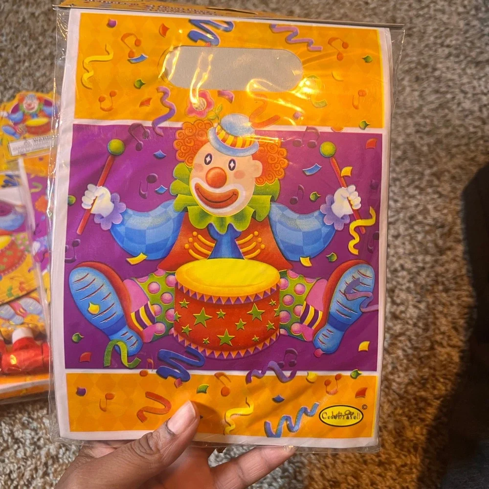 Vintage‎ Celebrate It Clown Party Favors 4 Pack Bags Hats Blowouts Kids Birthday